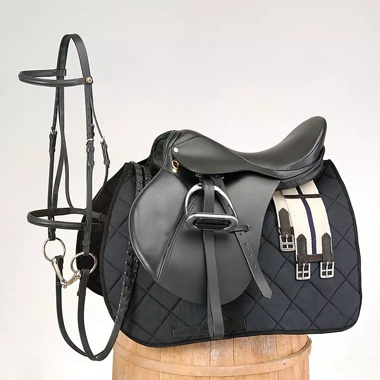 The EquiRoyal Event Saddle Package is a versatile & timeless choice suitable for cross country, eventing, jumping, and hacking. This all-purpose saddle features a modified cutback head designed to provide an excellent fit over the horse's withers. The package includes the saddle itself, along with essential accessories such as stirrup leathers, stirrup irons, stirrup pads, girth, quilted cotton pad, and bridle. Please note that the styles and sizes of accessories may vary. Additionally, it's important to mention that the bit shown is for display purposes only and is not included in the package. Choose the EquiRoyal Event Saddle Package for a comprehensive and reliable set for various equestrian activities.